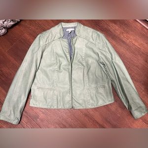 Chico’s Faux Leather Green Jacket Size 2 (US Size 12/Large)